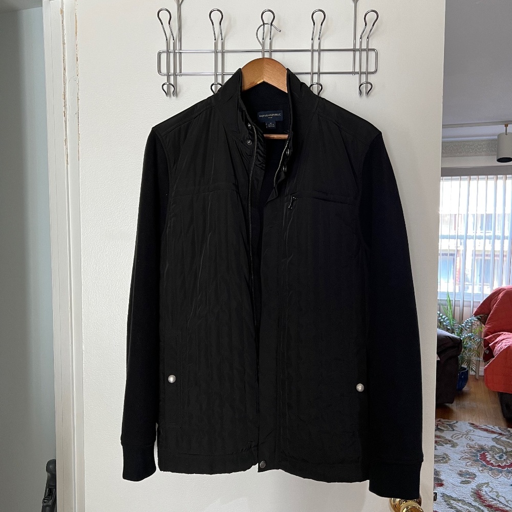 Banana Republic Black Mixed Media Jacket